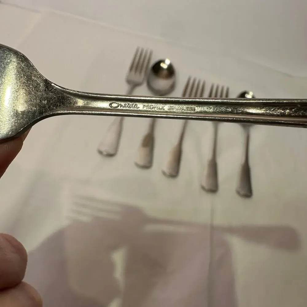 Oneida Plymoth Rock Stainless Set of 6 Dinner Salad Fork Tablespoon Teaspoon